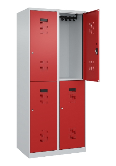 C+P Doppelstock-Spind 049300-32 Evolo PLUS bodenstehend 3 Abt.400mm je 2 Fächer Drehriegel (HxBxT)1850x1200x500mm 9016/6019