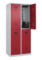 C+P Doppelstock-Spind 049300-32 Evolo PLUS bodenstehend 3 Abt.400mm je 2 Fächer Drehriegel (HxBxT)1850x1200x500mm 9016/6019
