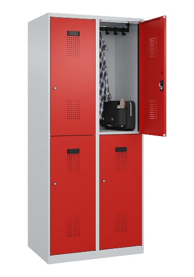 C+P Doppelstock-Spind 049300-32 Evolo PLUS bodenstehend 3 Abt.400mm je 2 Fächer Drehriegel (HxBxT)1850x1200x500mm 9016/6019