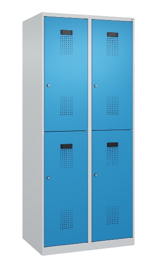 C+P Doppelstock-Spind 049300-32 Evolo PLUS bodenstehend 3 Abt.400mm je 2 Fächer Drehriegel (HxBxT)1850x1200x500mm 9016/6019