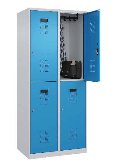 C+P Doppelstock-Spind 049300-32 Evolo PLUS bodenstehend 3 Abt.400mm je 2 Fächer Drehriegel (HxBxT)1850x1200x500mm 9016/6019