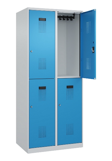 C+P Doppelstock-Spind 049300-32 Evolo PLUS bodenstehend 3 Abt.400mm je 2 Fächer Drehriegel (HxBxT)1850x1200x500mm 9016/6019