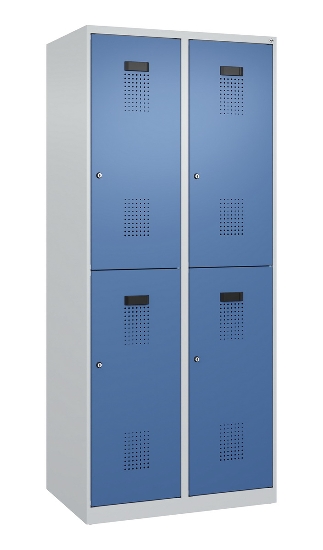 C+P Doppelstock-Spind 049300-32 Evolo PLUS bodenstehend 3 Abt.400mm je 2 Fächer Drehriegel (HxBxT)1850x1200x500mm 9016/6019