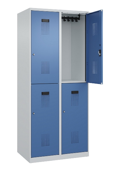 C+P Doppelstock-Spind 049300-32 Evolo PLUS bodenstehend 3 Abt.400mm je 2 Fächer Drehriegel (HxBxT)1850x1200x500mm 9016/6019