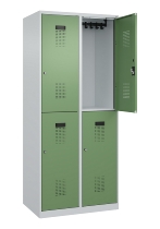 C+P Doppelstock-Spind 049300-32 Evolo PLUS bodenstehend 3 Abt.400mm je 2 Fächer Drehriegel (HxBxT)1850x1200x500mm 9016/6019