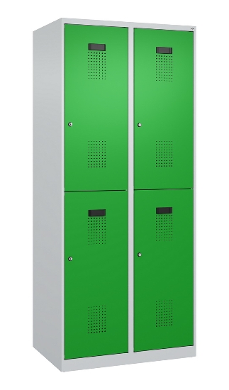 C+P Doppelstock-Spind 049300-32 Evolo PLUS bodenstehend 3 Abt.400mm je 2 Fächer Drehriegel (HxBxT)1850x1200x500mm 9016/6019