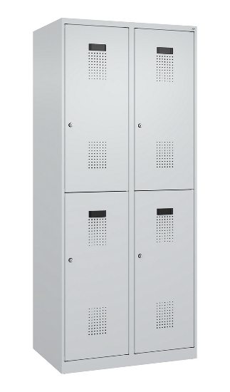 C+P Doppelstock-Spind 049300-32 Evolo PLUS bodenstehend 3 Abt.400mm je 2 Fächer Drehriegel (HxBxT)1850x1200x500mm 9016/6019
