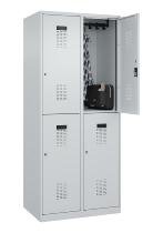 C+P Doppelstock-Spind 049300-32 Evolo PLUS bodenstehend 3 Abt.400mm je 2 Fächer Drehriegel (HxBxT)1850x1200x500mm 9016/6019