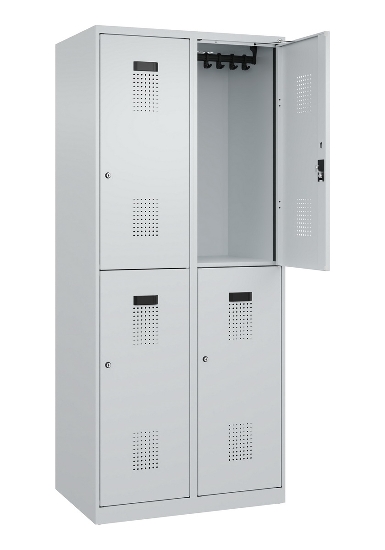 C+P Doppelstock-Spind 049300-32 Evolo PLUS bodenstehend 3 Abt.400mm je 2 Fächer Drehriegel (HxBxT)1850x1200x500mm 9016/6019