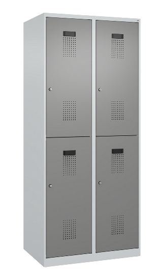 C+P Doppelstock-Spind 049300-32 Evolo PLUS bodenstehend 3 Abt.400mm je 2 Fächer Drehriegel (HxBxT)1850x1200x500mm 9016/6019