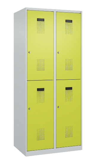 C+P Doppelstock-Spind 049300-32 Evolo PLUS bodenstehend 3 Abt.400mm je 2 Fächer Drehriegel (HxBxT)1850x1200x500mm 9016/6019