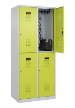 C+P Doppelstock-Spind 049300-32 Evolo PLUS bodenstehend 3 Abt.400mm je 2 Fächer Drehriegel (HxBxT)1850x1200x500mm 9016/6019