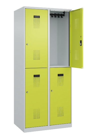 C+P Doppelstock-Spind 049300-32 Evolo PLUS bodenstehend 3 Abt.400mm je 2 Fächer Drehriegel (HxBxT)1850x1200x500mm 9016/6019