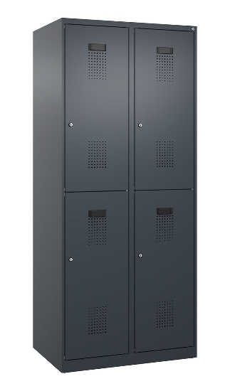 C+P Doppelstock-Spind 049300-32 Evolo PLUS bodenstehend 3 Abt.400mm je 2 Fächer Drehriegel (HxBxT)1850x1200x500mm 9016/6019