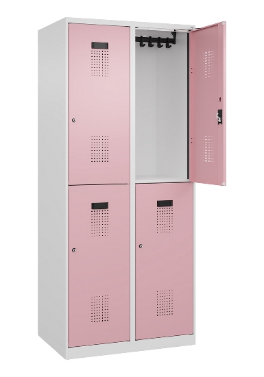 C+P Doppelstock-Spind 049300-32 Evolo PLUS bodenstehend 3 Abt.400mm je 2 Fächer Drehriegel (HxBxT)1850x1200x500mm 9016/6019