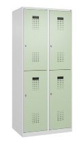 C+P Doppelstock-Spind 049300-32 Evolo PLUS bodenstehend 3 Abt.400mm je 2 Fächer Drehriegel (HxBxT)1850x1200x500mm 9016/6019