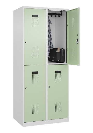 C+P Doppelstock-Spind 049300-32 Evolo PLUS bodenstehend 3 Abt.400mm je 2 Fächer Drehriegel (HxBxT)1850x1200x500mm 9016/6019