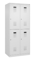 C+P Doppelstock-Spind 049300-32 Evolo PLUS bodenstehend 3 Abt.400mm je 2 Fächer Drehriegel (HxBxT)1850x1200x500mm 9016/6019