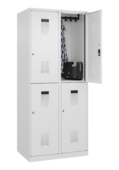 C+P Doppelstock-Spind 049300-32 Evolo PLUS bodenstehend 3 Abt.400mm je 2 Fächer Drehriegel (HxBxT)1850x1200x500mm 9016/6019