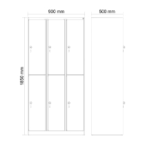 C+P Doppelstock-Spind 049300-32 Evolo PLUS bodenstehend 3 Abt.400mm je 2 Fächer Drehriegel (HxBxT)1850x1200x500mm 9016/6019