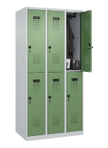 C+P Doppelstock-Spind 049300-32 Evolo PLUS bodenstehend 3 Abt.400mm je 2 Fächer Drehriegel (HxBxT)1850x1200x500mm 9016/6019