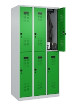 C+P Doppelstock-Spind 049300-32 Evolo PLUS bodenstehend 3 Abt.400mm je 2 Fächer Drehriegel (HxBxT)1850x1200x500mm 9016/6019