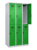 C+P Doppelstock-Spind 049300-32 Evolo PLUS bodenstehend 3 Abt.400mm je 2 Fächer Drehriegel (HxBxT)1850x1200x500mm 9016/6019