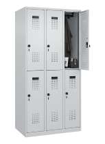 C+P Doppelstock-Spind 049300-32 Evolo PLUS bodenstehend 3 Abt.400mm je 2 Fächer Drehriegel (HxBxT)1850x1200x500mm 9016/6019