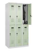 C+P Doppelstock-Spind 049300-32 Evolo PLUS bodenstehend 3 Abt.400mm je 2 Fächer Drehriegel (HxBxT)1850x1200x500mm 9016/6019