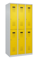C+P Doppelstock-Spind 049300-32 Evolo PLUS bodenstehend 3 Abt.400mm je 2 Fächer Drehriegel (HxBxT)1850x1200x500mm 9016/6019