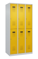 C+P Doppelstock-Spind 049300-32 Evolo PLUS bodenstehend 3 Abt.400mm je 2 Fächer Drehriegel (HxBxT)1850x1200x500mm 9016/6019