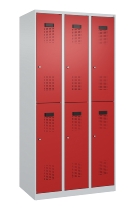 C+P Doppelstock-Spind 049300-32 Evolo PLUS bodenstehend 3 Abt.400mm je 2 Fächer Drehriegel (HxBxT)1850x1200x500mm 9016/6019