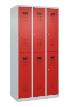C+P Doppelstock-Spind 049300-32 Evolo PLUS bodenstehend 3 Abt.400mm je 2 Fächer Drehriegel (HxBxT)1850x1200x500mm 9016/6019
