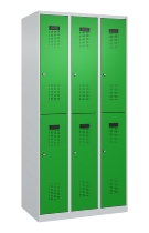 C+P Doppelstock-Spind 049300-32 Evolo PLUS bodenstehend 3 Abt.400mm je 2 Fächer Drehriegel (HxBxT)1850x1200x500mm 9016/6019