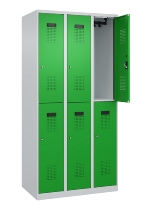 C+P Doppelstock-Spind 049300-32 Evolo PLUS bodenstehend 3 Abt.400mm je 2 Fächer Drehriegel (HxBxT)1850x1200x500mm 9016/6019