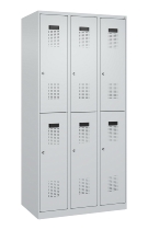 C+P Doppelstock-Spind 049300-32 Evolo PLUS bodenstehend 3 Abt.400mm je 2 Fächer Drehriegel (HxBxT)1850x1200x500mm 9016/6019