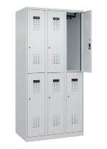 C+P Doppelstock-Spind 049300-32 Evolo PLUS bodenstehend 3 Abt.400mm je 2 Fächer Drehriegel (HxBxT)1850x1200x500mm 9016/6019