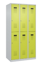 C+P Doppelstock-Spind 049300-32 Evolo PLUS bodenstehend 3 Abt.400mm je 2 Fächer Drehriegel (HxBxT)1850x1200x500mm 9016/6019