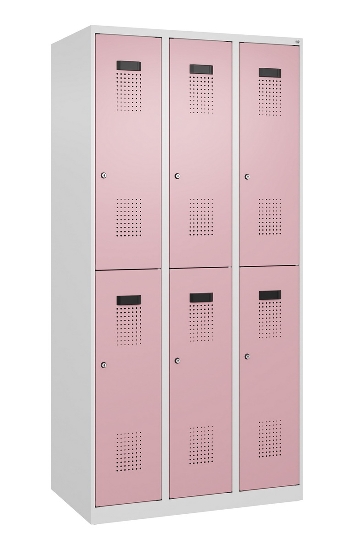 C+P Doppelstock-Spind 049300-32 Evolo PLUS bodenstehend 3 Abt.400mm je 2 Fächer Drehriegel (HxBxT)1850x1200x500mm 9016/6019