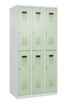 C+P Doppelstock-Spind 049300-32 Evolo PLUS bodenstehend 3 Abt.400mm je 2 Fächer Drehriegel (HxBxT)1850x1200x500mm 9016/6019