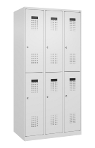 C+P Doppelstock-Spind 049300-32 Evolo PLUS bodenstehend 3 Abt.400mm je 2 Fächer Drehriegel (HxBxT)1850x1200x500mm 9016/6019