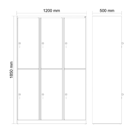 C+P Doppelstock-Spind 049300-32 Evolo PLUS bodenstehend 3 Abt.400mm je 2 Fächer Drehriegel (HxBxT)1850x1200x500mm 9016/6019