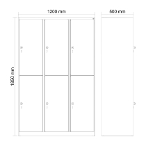 C+P Doppelstock-Spind 049300-32 Evolo PLUS bodenstehend 3 Abt.400mm je 2 Fächer Drehriegel (HxBxT)1850x1200x500mm 9016/6019