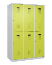 C+P Doppelstock-Spind 049300-32 Evolo PLUS bodenstehend 3 Abt.400mm je 2 Fächer Drehriegel (HxBxT)1850x1200x500mm 9016/6019