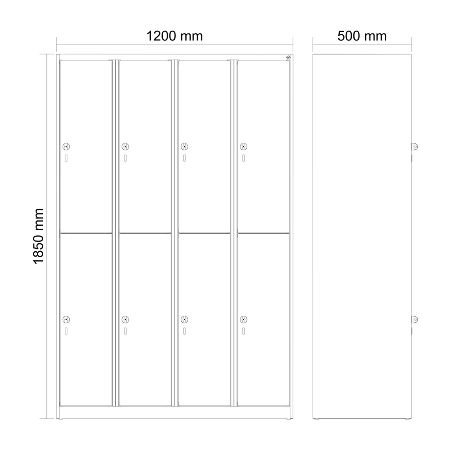 C+P Doppelstock-Spind 049300-32 Evolo PLUS bodenstehend 3 Abt.400mm je 2 Fächer Drehriegel (HxBxT)1850x1200x500mm 9016/6019