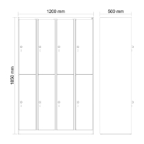 C+P Doppelstock-Spind 049300-32 Evolo PLUS bodenstehend 3 Abt.400mm je 2 Fächer Drehriegel (HxBxT)1850x1200x500mm 9016/6019