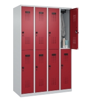 C+P Doppelstock-Spind 049300-32 Evolo PLUS bodenstehend 3 Abt.400mm je 2 Fächer Drehriegel (HxBxT)1850x1200x500mm 9016/6019