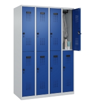 C+P Doppelstock-Spind 049300-32 Evolo PLUS bodenstehend 3 Abt.400mm je 2 Fächer Drehriegel (HxBxT)1850x1200x500mm 9016/6019