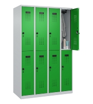 C+P Doppelstock-Spind 049300-32 Evolo PLUS bodenstehend 3 Abt.400mm je 2 Fächer Drehriegel (HxBxT)1850x1200x500mm 9016/6019