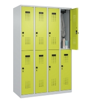 C+P Doppelstock-Spind 049300-32 Evolo PLUS bodenstehend 3 Abt.400mm je 2 Fächer Drehriegel (HxBxT)1850x1200x500mm 9016/6019